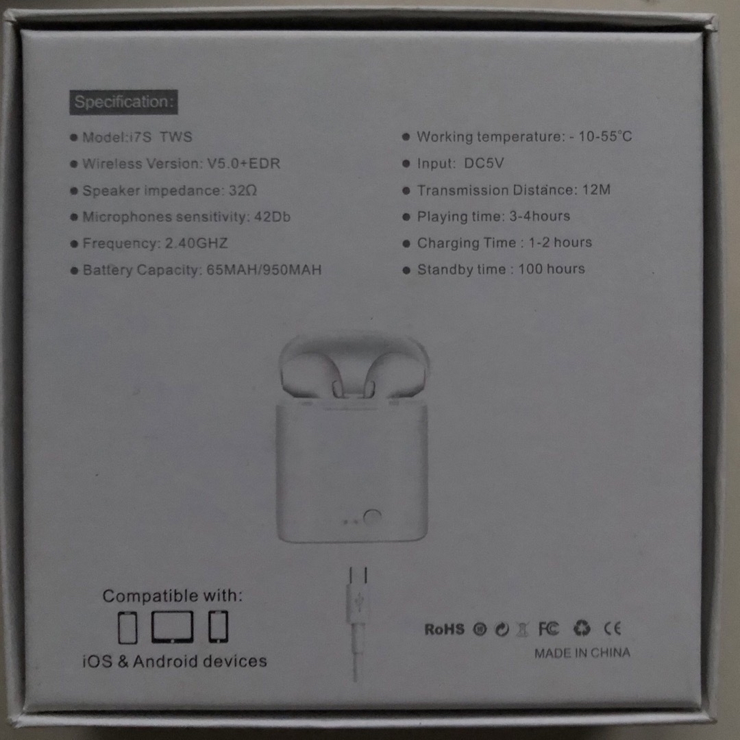 i7S tws Bluetooth ワイヤレスイヤホン スマホ/家電/カメラのオーディオ機器(ヘッドフォン/イヤフォン)の商品写真