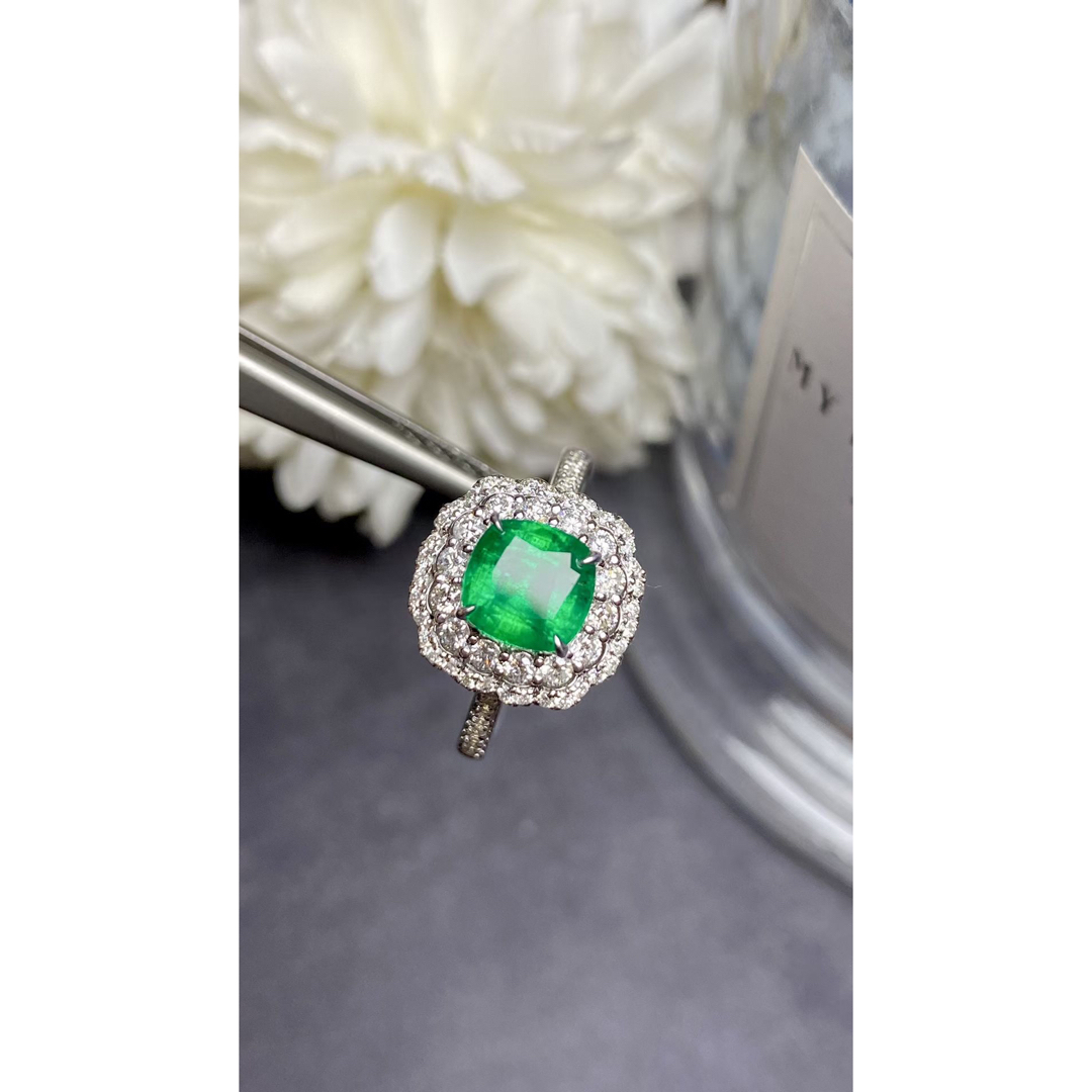 国内正規総代理店アイテム】 天然 エメラルド ダイヤ リング1.48ct k18