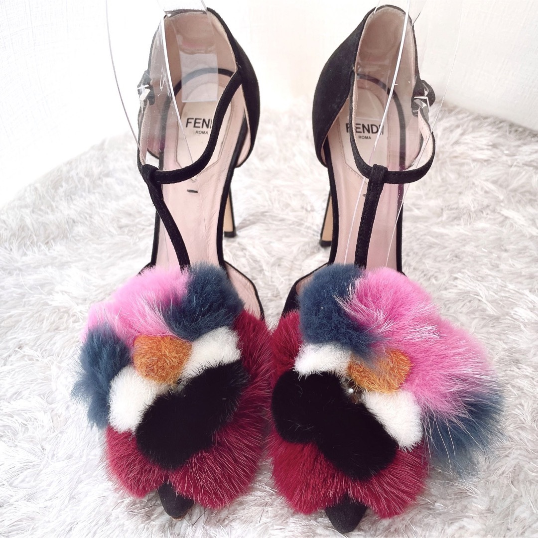 FENDI フェンディ クリスタル ファー ハイヒール パンプス FENDI フェンディ クリスタル ファー ハイヒール パンプス