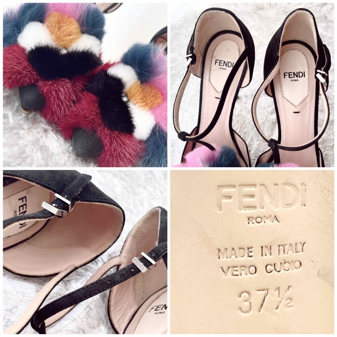 FENDI(フェンディ)のFENDI フェンディ　クリスタル　ファー　ハイヒール　パンプス　サンダル　美品 レディースの靴/シューズ(サンダル)の商品写真