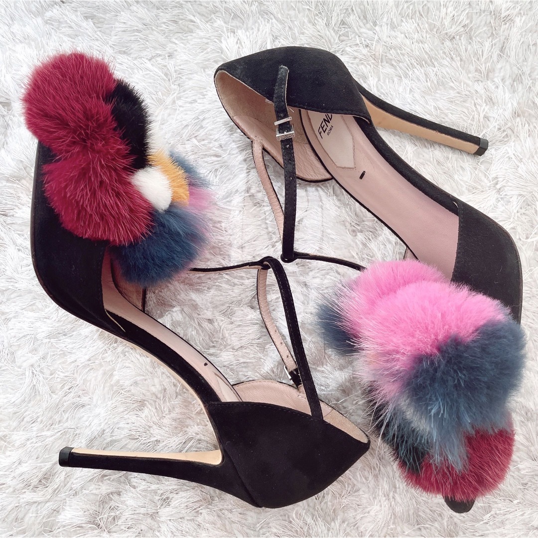 FENDI フェンディ クリスタル ファー ハイヒール パンプス FENDI フェンディ クリスタル ファー ハイヒール パンプス