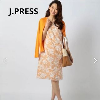 ジェイプレス(J.PRESS)のJ.PRESS バイカラーフラワーエンブロイダリー ワンピース(ひざ丈ワンピース)