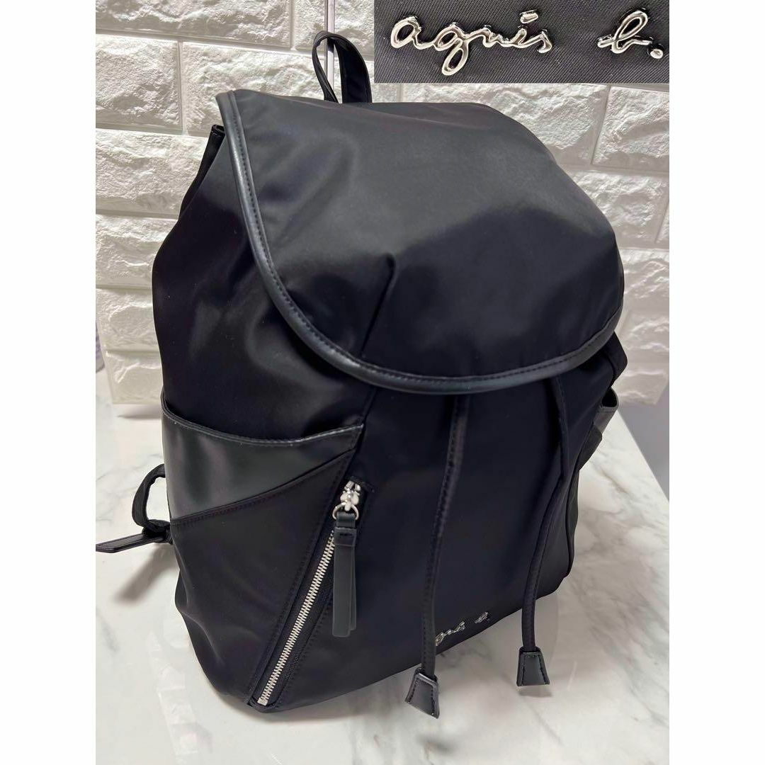 極美品 アニエスベー リュック ナイロン レザー 巾着 ジッパー ブラック | フリマアプリ ラクマ