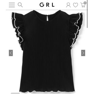 グレイル(GRL)の袖フリルプリーツブラウス[on039]ブラック 黒色 ノースリーブトップス 清楚(カットソー(半袖/袖なし))