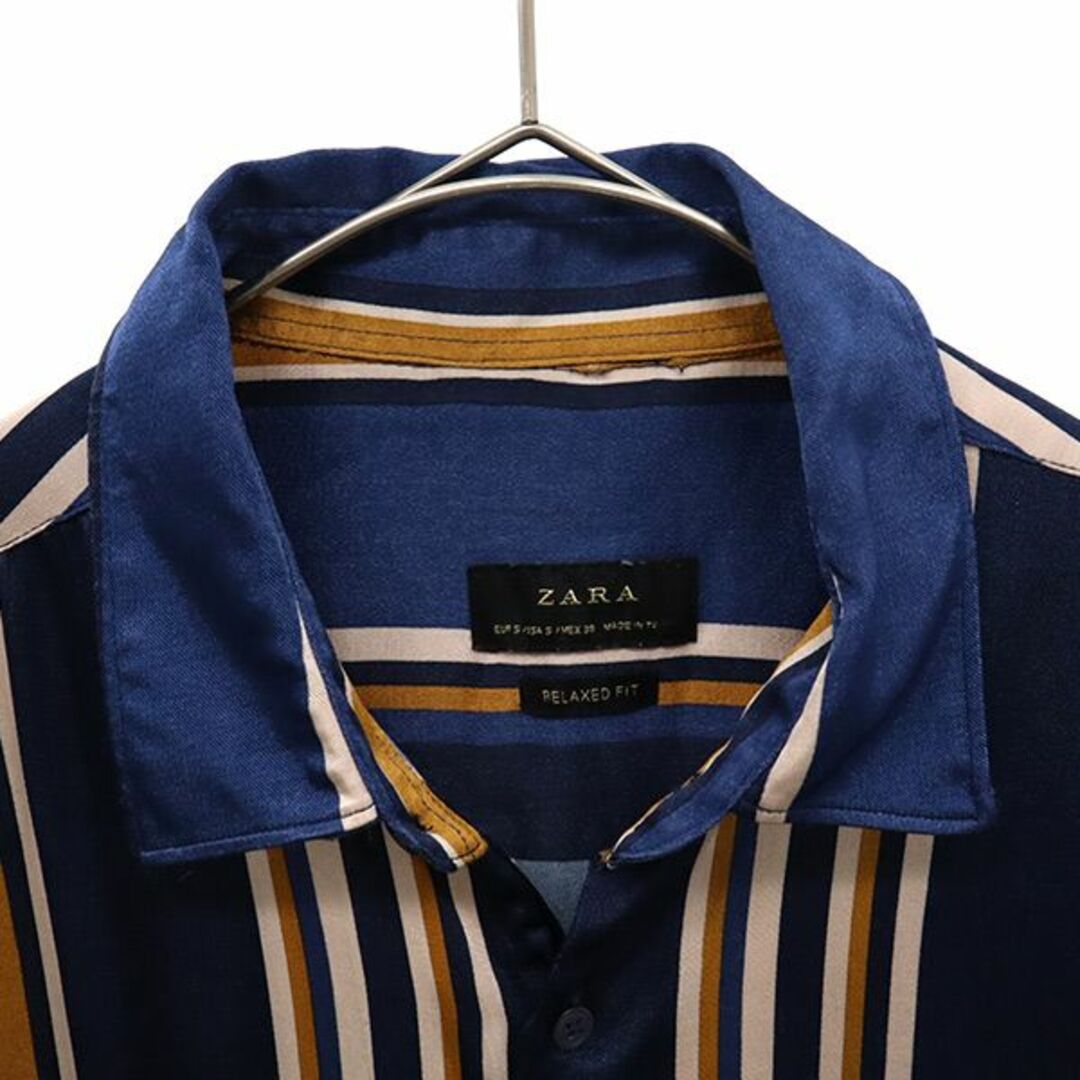 ZARA(ザラ)のザラ ストライプ 半袖 シャツ S ネイビー系 ZARA メンズ 【中古】  【230625】 メール便可 メンズのトップス(シャツ)の商品写真