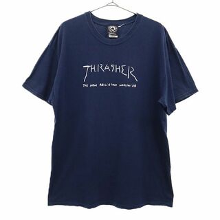 THRASHER - スラッシャー プリント 半袖 Tシャツ ネイビー THRASHER