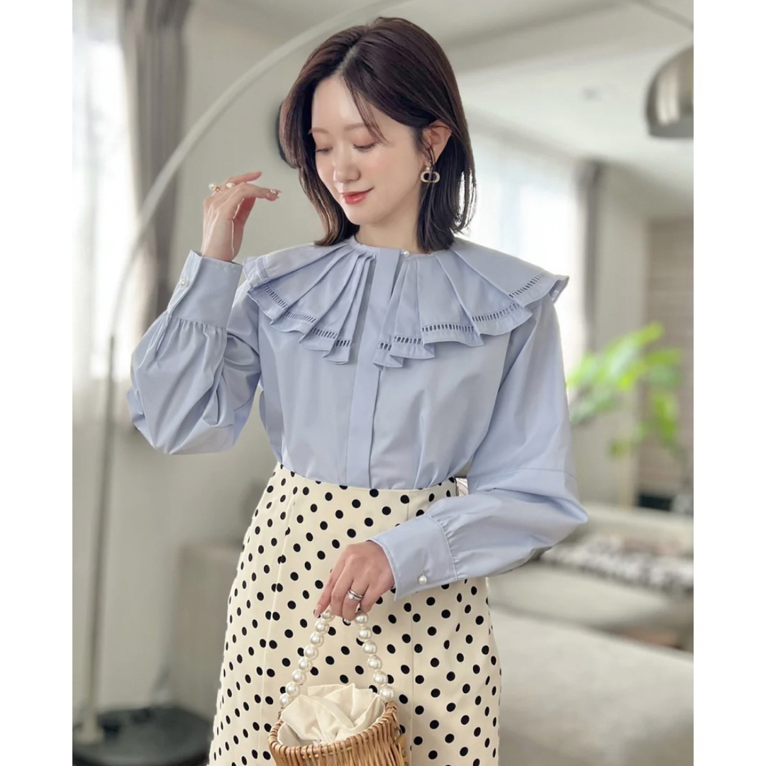 Maison Echelle ハシゴレース ビッグカラーシャッツ ライトブルー