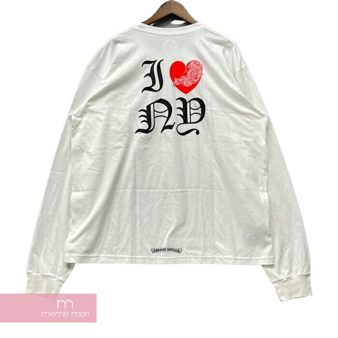 CHROME HEARTS I Love NY L/S Tee クロムハーツ アイラブニューヨークロングスリーブTシャツ 長袖カットソー ロンT ポケT ハート ニューヨーク限定 ホワイト サイズXL【230624】【新古品】【me04】