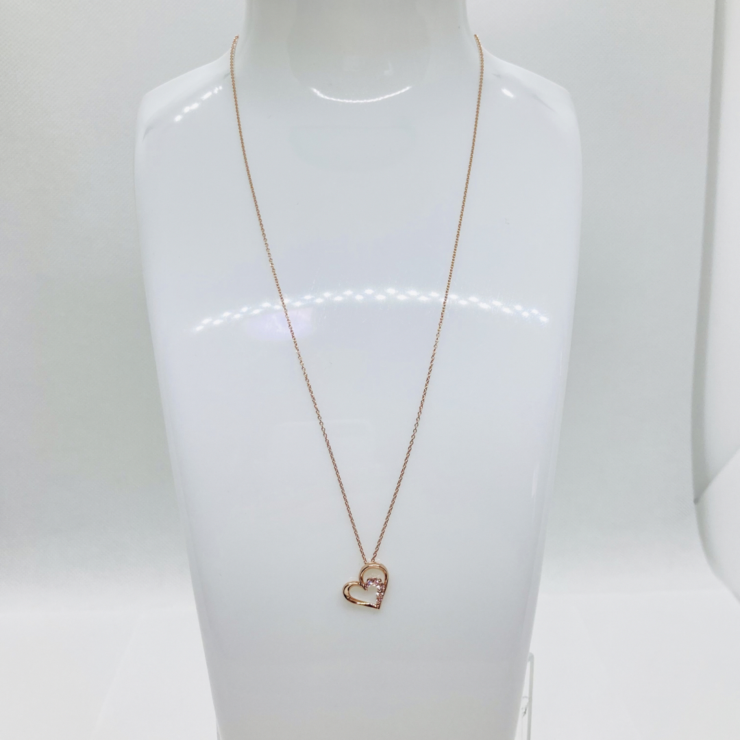 美品 スタージュエリー K10ローズピンク ハート ネックレス