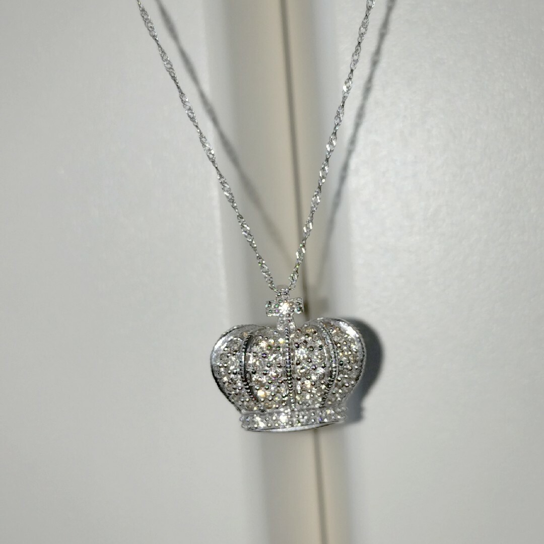 K18WG ダイヤモンドペンダントPt850ネックレスのセットです。 レディースのアクセサリー(ネックレス)の商品写真