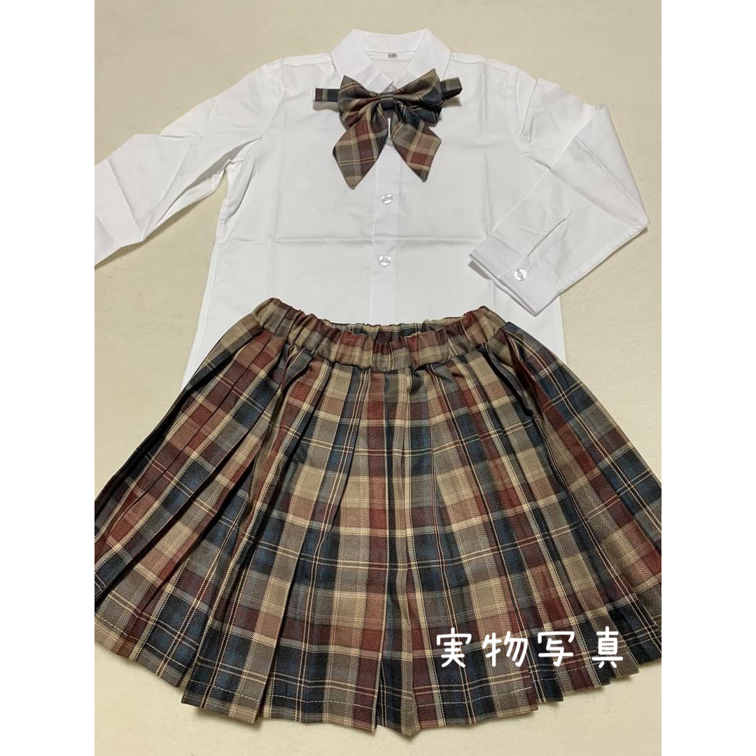 ♡ フォーマル 5点セット ブラウン ♡ 140 制服 スーツ チェック 女の子