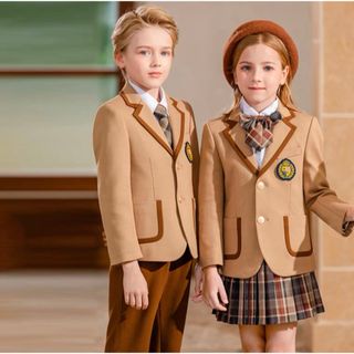 ♡ フォーマル 5点セット ブラウン ♡ 140 制服 スーツ チェック