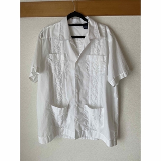 ビンテージ　キューバシャツ ホワイト Lサイズ 状態良(シャツ)
