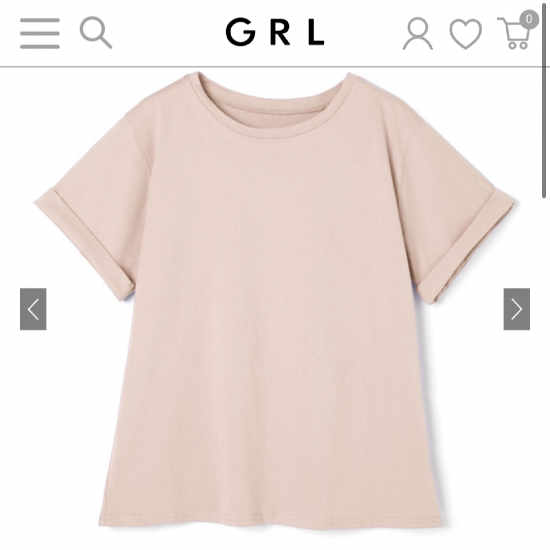 GRL(グレイル)のGRL ロールアップベーシッククルーネックTシャツ ze343 タグ付き新品 レディースのトップス(Tシャツ(半袖/袖なし))の商品写真