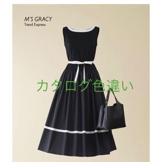 エムズグレイシー(M'S GRACY)の新品、未使用 今季 夏ドレス 黒&白 38 ノースリーブ エムズ グレーシー(ロングワンピース/マキシワンピース)