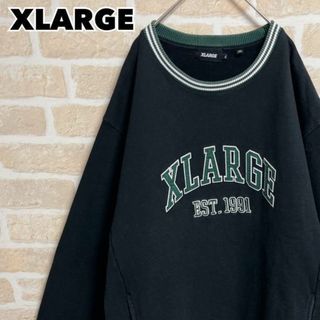 【人気Lサイズ】XLARGE アーチロゴ刺繍 リブライン スウェット トレーナー