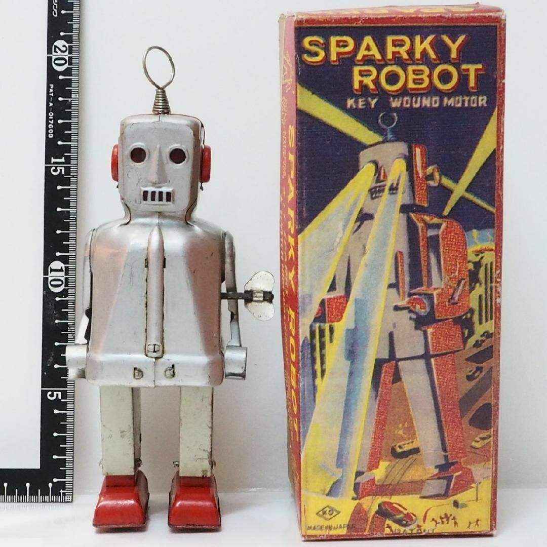 ブリキ商品出品リストKO【スパーキーロボット 塗装無】ブリキ製ロボット TIN TOY 箱はコピー