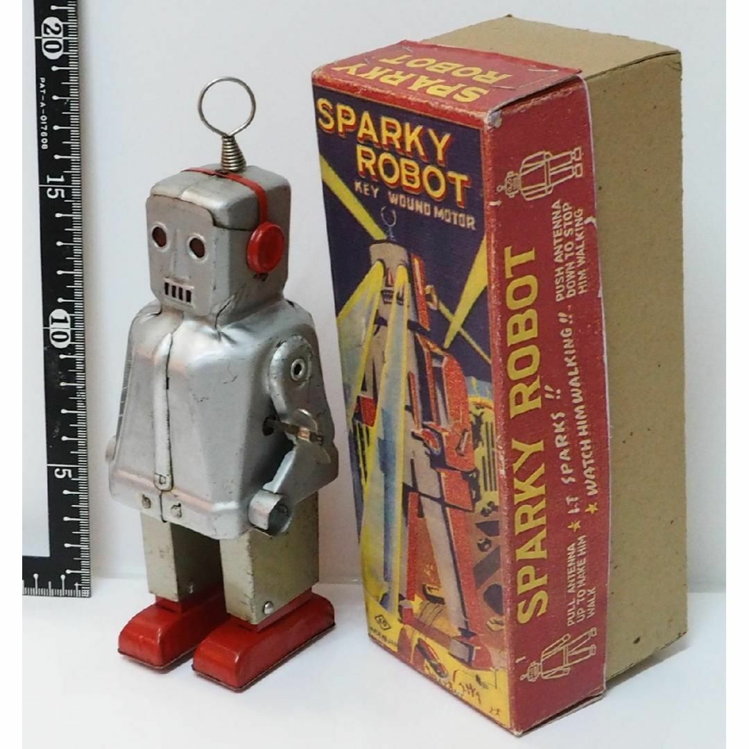 ブリキ商品出品リストKO【スパーキーロボット 塗装無】ブリキ製ロボット TIN TOY 箱はコピー