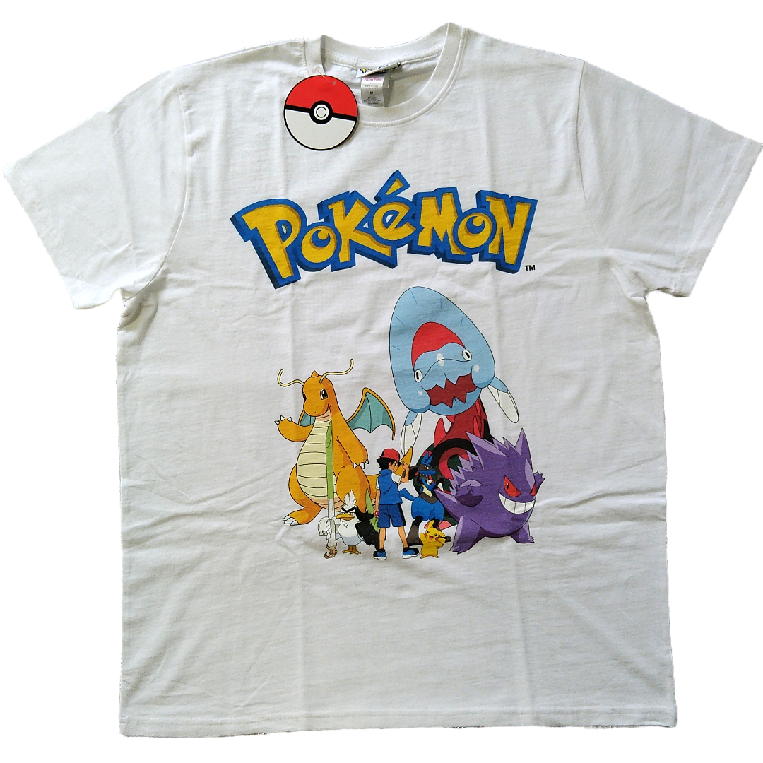 トップス海外　ポケットモンスター　Tシャツ　M 実寸はXLぐらい　白　アニメTシャツ *