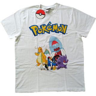 ニンテンドウ(任天堂)の海外　ポケットモンスター　Tシャツ　M 実寸はXLぐらい　白　アニメTシャツ *(Tシャツ/カットソー(半袖/袖なし))