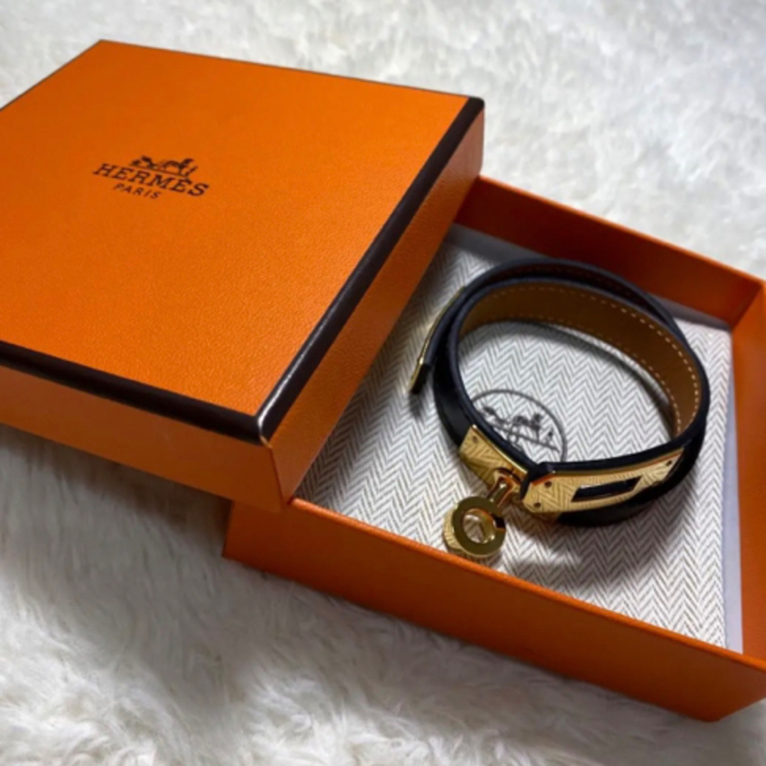 HERMES エルメス ブレスレット ケリー ブラック×ゴールド金具