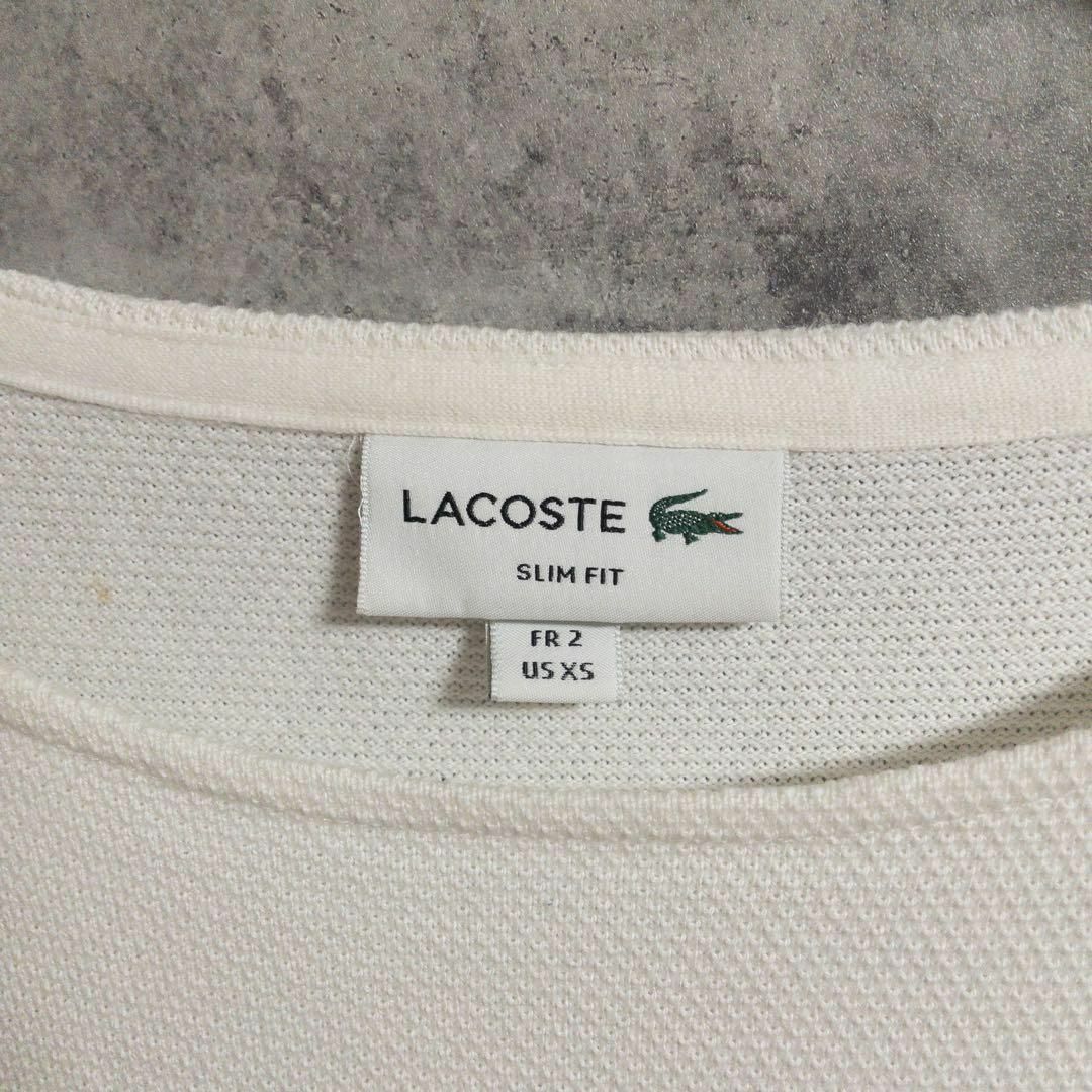 LACOSTE(ラコステ)の【美品】LACOSTE　トップス　サイズＸＳ　白　ロゴあり　丸首　即日発送 レディースのトップス(Tシャツ(長袖/七分))の商品写真