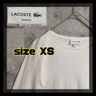 ラコステ(LACOSTE)の【美品】LACOSTE　トップス　サイズＸＳ　白　ロゴあり　丸首　即日発送(Tシャツ(長袖/七分))