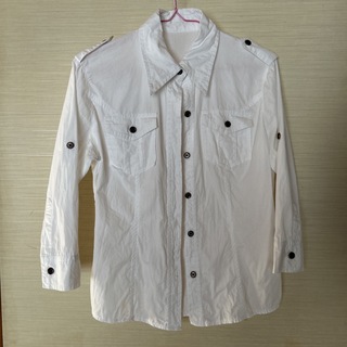シャツ　ジャケット　白  L  七分袖　ロールアップ(シャツ/ブラウス(長袖/七分))