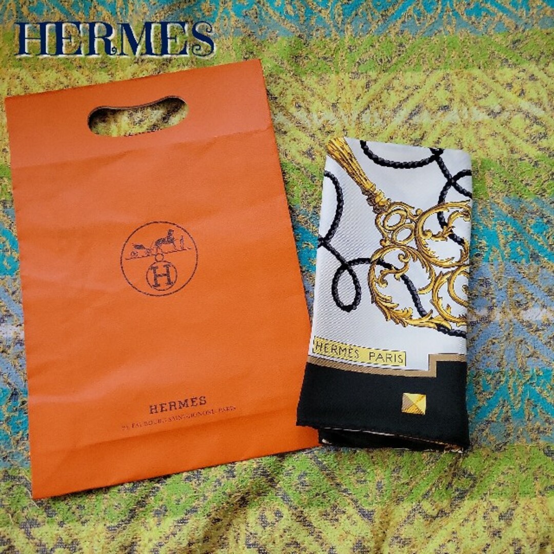 レア 稀少 HERMES エルメス シルク スカーフ カレ90 レクレ 鍵-