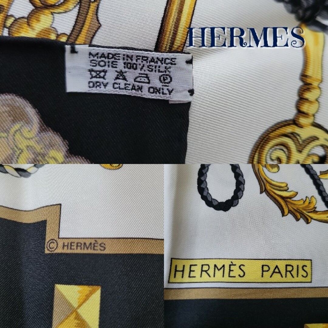 Hermes(エルメス)のレア　稀少　HERMES　エルメス　シルク　スカーフ　カレ90　レクレ　鍵 レディースのファッション小物(バンダナ/スカーフ)の商品写真