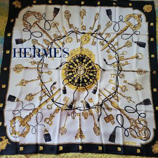 エルメス(Hermes)のレア　稀少　HERMES　エルメス　シルク　スカーフ　カレ90　レクレ　鍵(バンダナ/スカーフ)