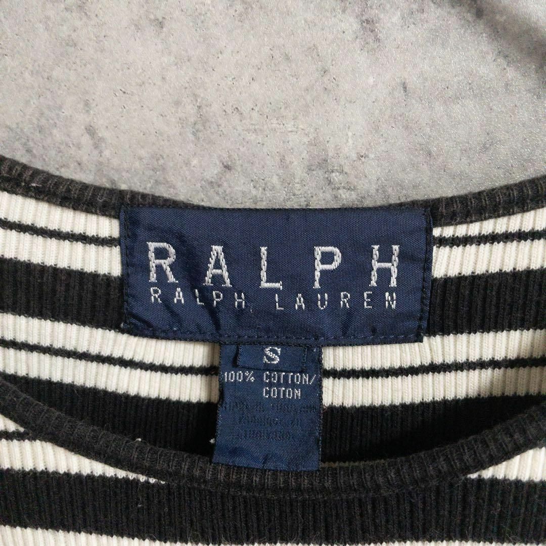 Ralph Lauren(ラルフローレン)の【美品】RALPH LAUREN　トップス　サイズS　ボーダー　白黒 半袖 レディースのトップス(ニット/セーター)の商品写真