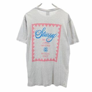 STUSSY - ステューシー プリント 半袖 Tシャツ M グレー STUSSY ロゴ 