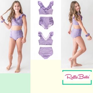 ラッフルバッツ(RuffleButts（TM）)のBlack&White Stripe Ruffled Tankini   10歳(水着)