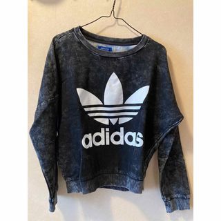 アディダス(adidas)のadidas ヴィンテージ調ブラックトレーナー(トレーナー/スウェット)