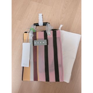 マラソン限定!ポイント5倍 ローズソルベ MARNI MARKET STRIPE BAG