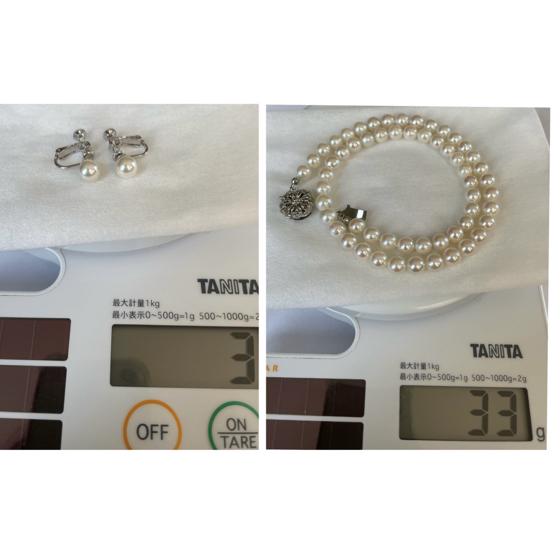 未使用　　あこや真珠ネックレス　イヤリング　⚪️7.5㎜ レディースのアクセサリー(ネックレス)の商品写真