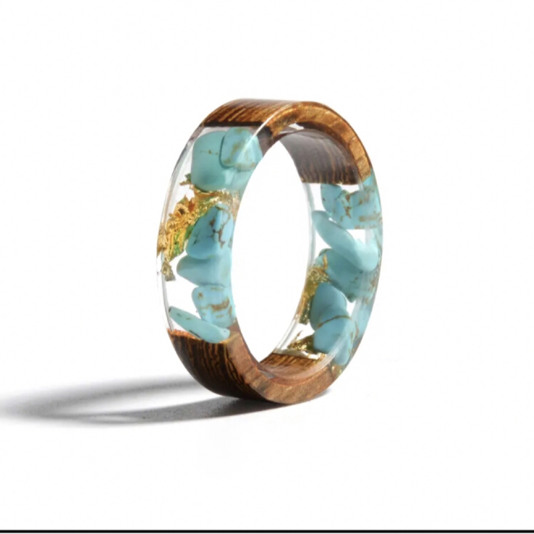 木製樹脂リング　ファッションリング レディースのアクセサリー(リング(指輪))の商品写真