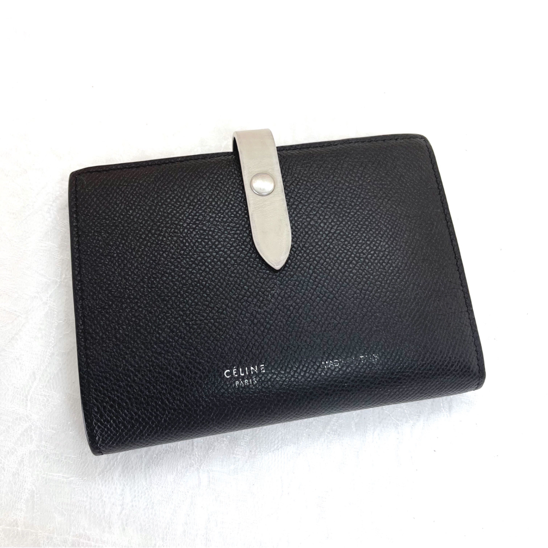 美品 】CELINE セリーヌ ストラップウォレット ブラック 二つ折り財布