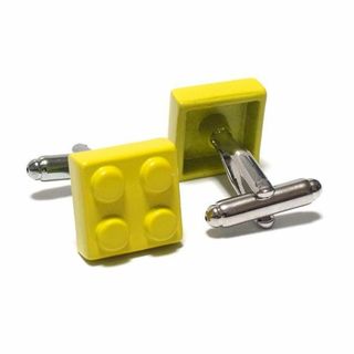 cuf-0147-2　カフス　レゴ　LEGO　ブロック　イエロー　黄色　スーツ(カフリンクス)