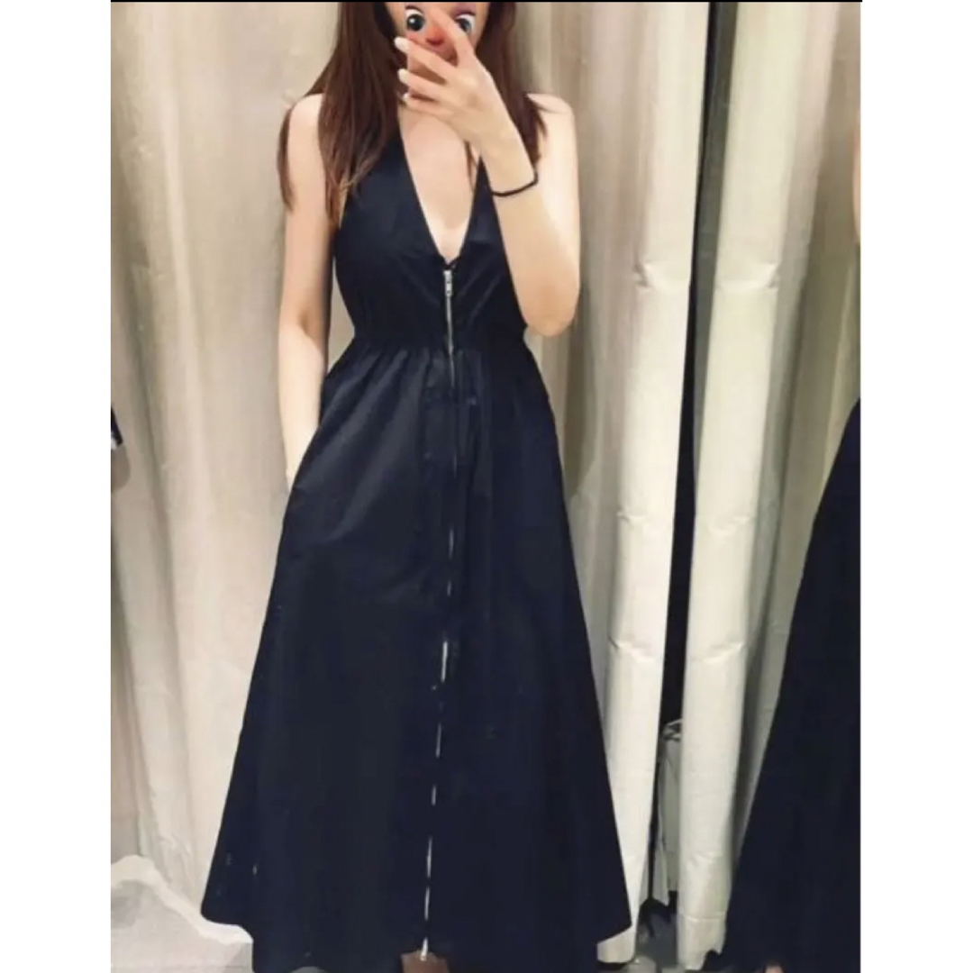 ZARA ジッパー ポプリン ワンピース XS ロング ノースリーブ ザラ 新品