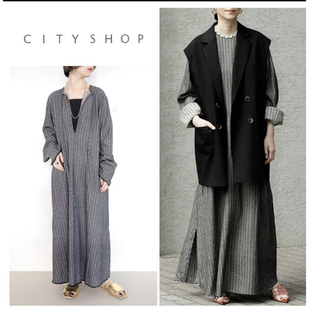 CITYSHOP　ストライプワンピース　Stripe KAFTAN Dress