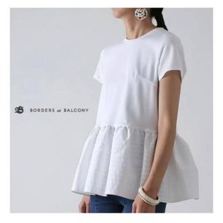 ボーダーズアットバルコニー(BORDERS at BALCONY)のborders at balcony ペプラム T カットソー 白 38(Tシャツ(半袖/袖なし))