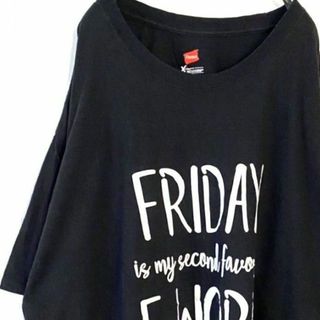 ヘインズ(Hanes)のヘインズ FRIDAY F-WOR Tシャツ 2XL ブラック 黒 古着(Tシャツ/カットソー(半袖/袖なし))