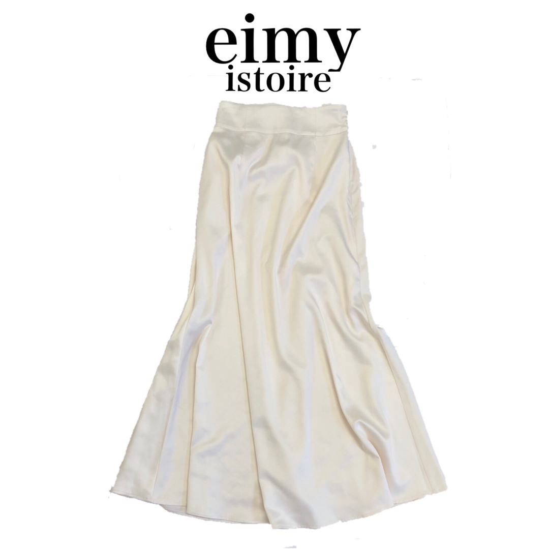 eimy istoire(エイミーイストワール)のeimy istoire シンプルサテンスカート ホワイト Fサイズ ロング丈 レディースのスカート(ロングスカート)の商品写真