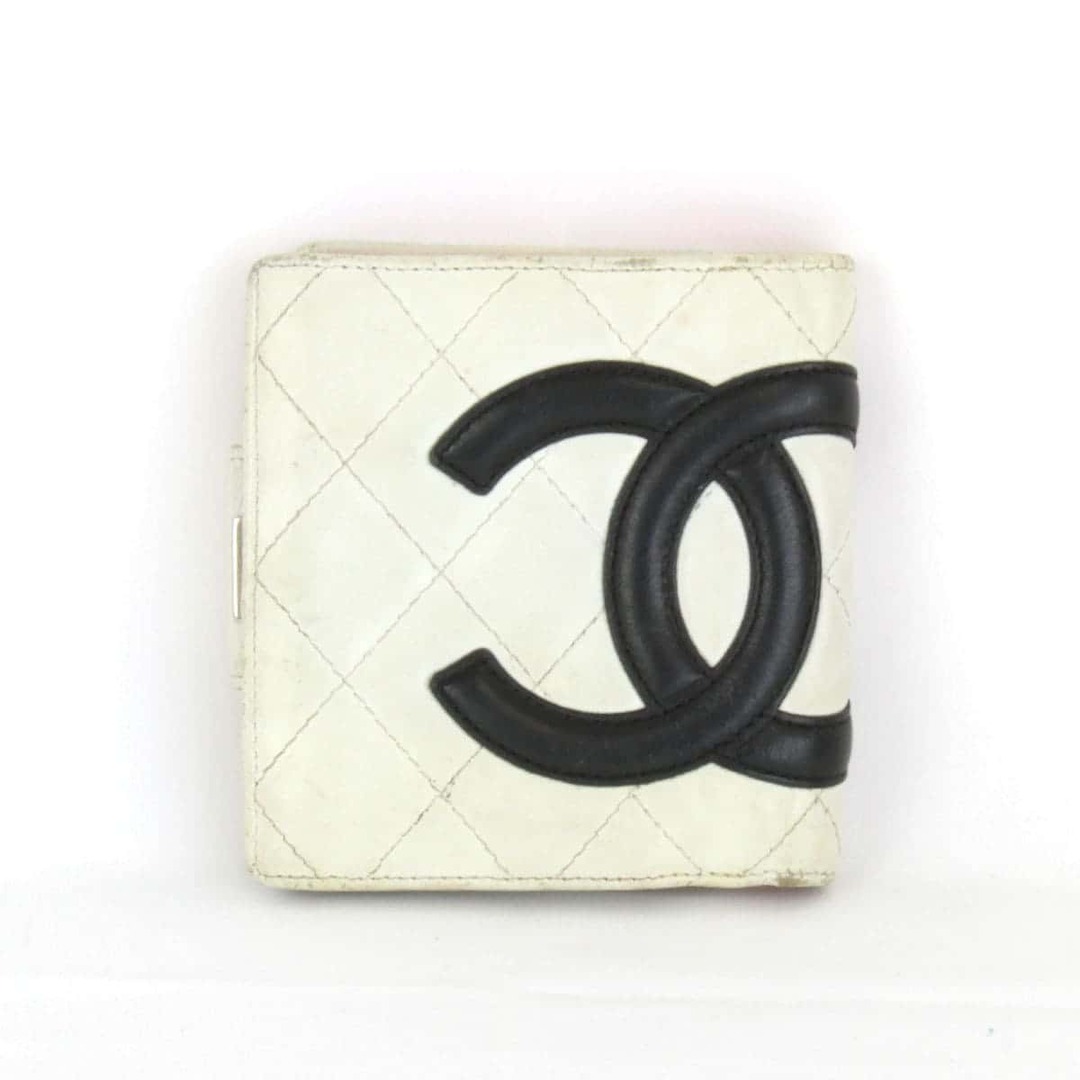 『USED』 CHANEL シャネル カンボンライン 二つ折り財布 レザー ホワイト