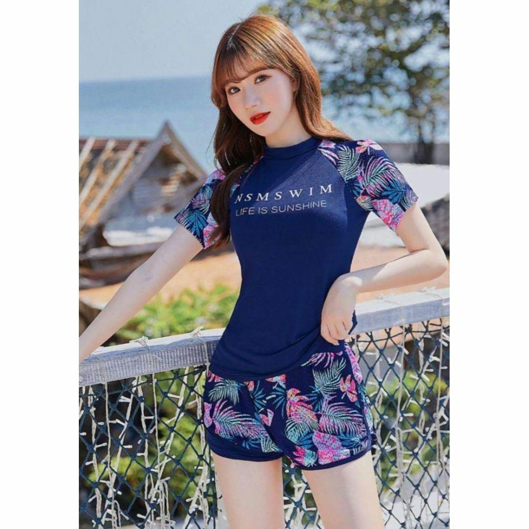 セールサイト 【夏の必需品♡ L 】 ラッシュガード ネイビー 花柄 水着