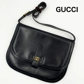 グッチ(Gucci)の美品 ✨ グッチ　ショルダーバッグ　GGマーモント　ブラック　レザー　レディース(ショルダーバッグ)