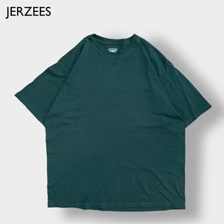 ジャージーズ(JERZEES)の【JERZEES】無地 Tシャツ 2X ビッグサイズ プレーン 深緑 US古着(Tシャツ/カットソー(半袖/袖なし))