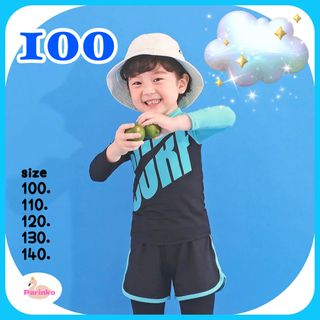 ⭐️ SALE【新商品】 100cm ブルー ラッシュガード 男の子 3点セット(水着)